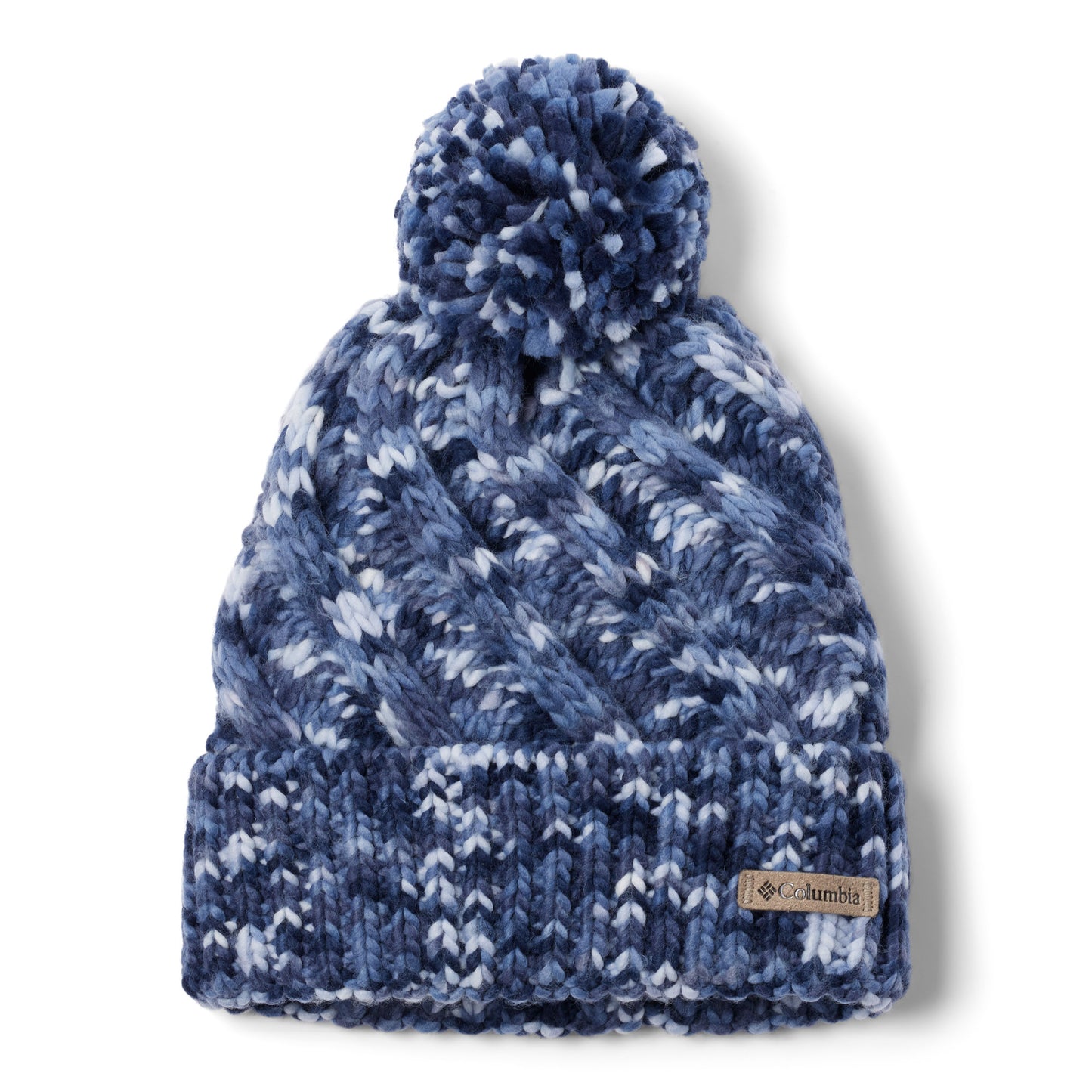 Columbia Women's Bundle Up™ II Beanie, navy ombre, flat view, front with Columbia logo on cuff