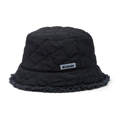 Columbia Winter Pass™ II Reversible Bucket Hat, black, quilted side, front view with Columbia logo on crown