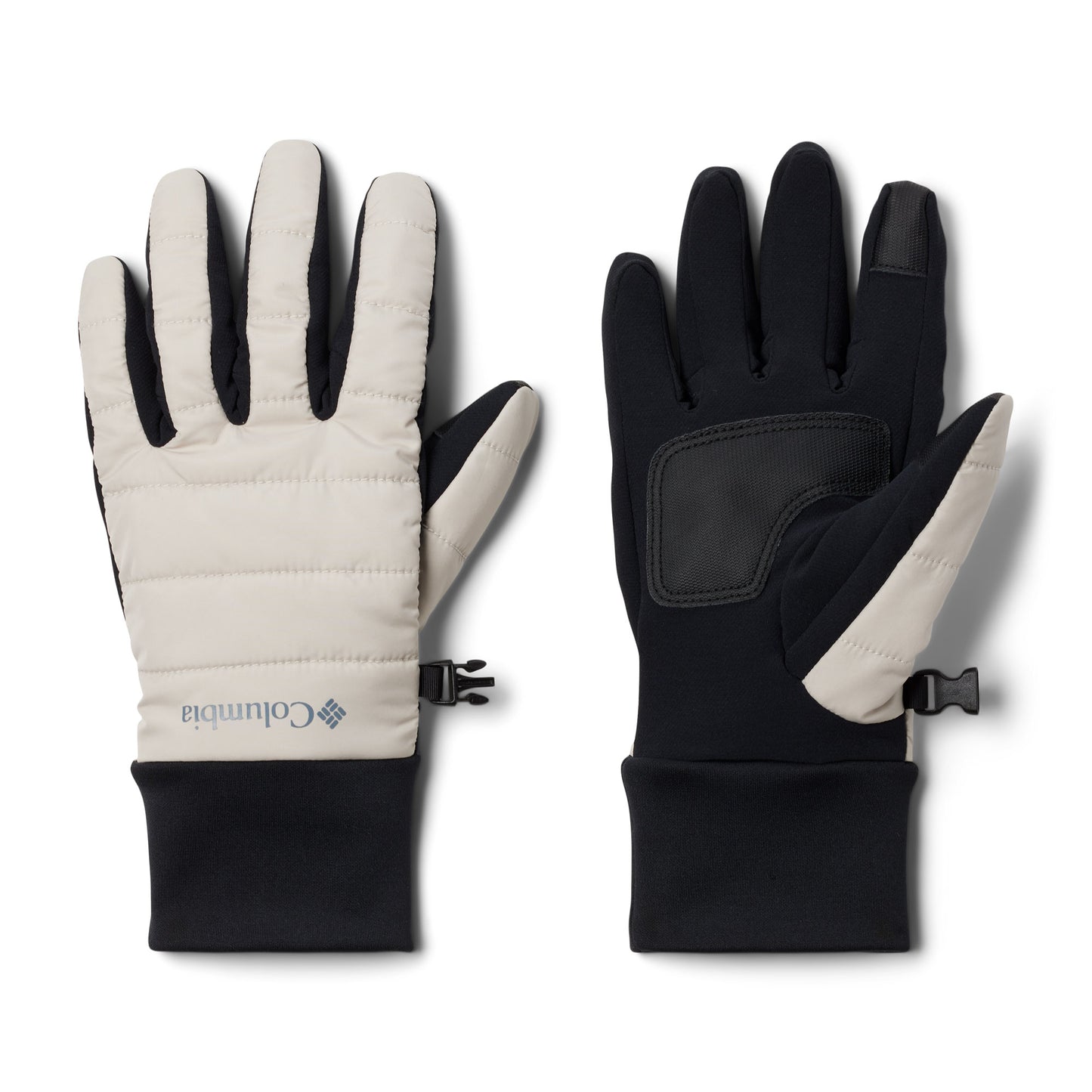 Columbia Women's Powder Lite™ II Gloves, dark stone, flat view with one glove palm down and the other palm up