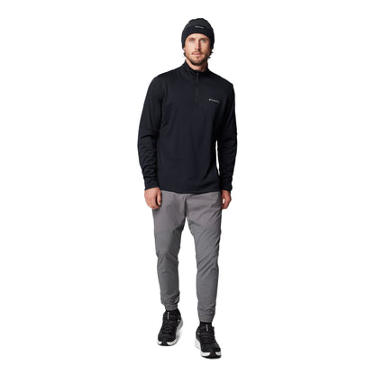 Man wearing Columbia Men's Columbia Tech™ Knit Quarter Zip Pullover in black, front view