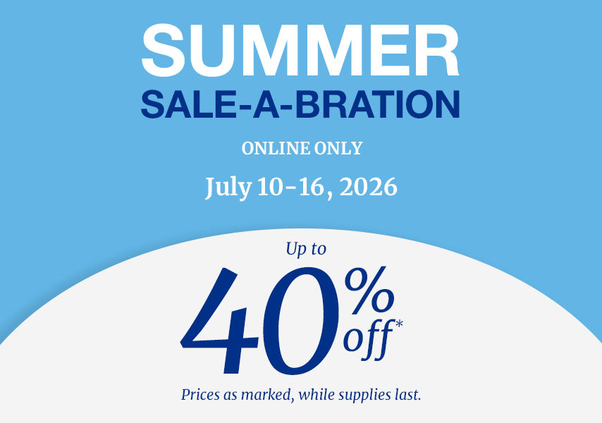 Summer Sale-a-bration Online Only July 10-16, 2026. Up to 40% off* Prices as marked, while supplies last.