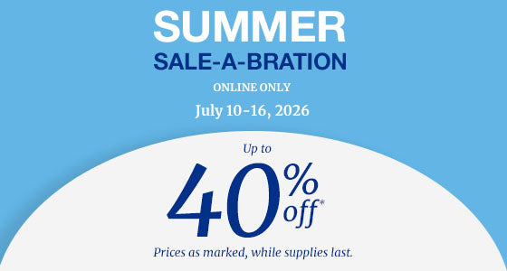 Summer Sale-a-bration Online Only July 10-16, 2026. Up to 40% off* Prices as marked, while supplies last.