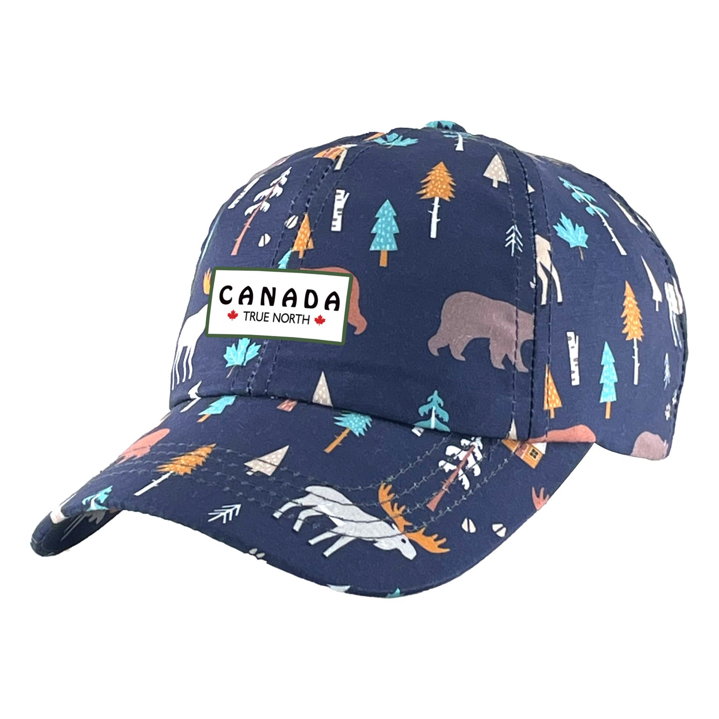 Northern Icons Kids True North Wilderness Cap with tree & wildlife design, exclusive ONLINE ONLY.