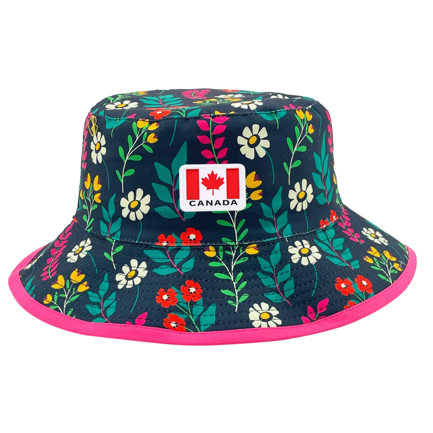 Northern Icons Kids Reversible Canada Floral Bucket Hat with UV protection—perfect summer accessory.
