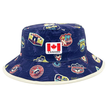 Northern Icons Kids Reversible Canada Badge Bucket Hat—adventurous, colorful, and perfect for any outing!.