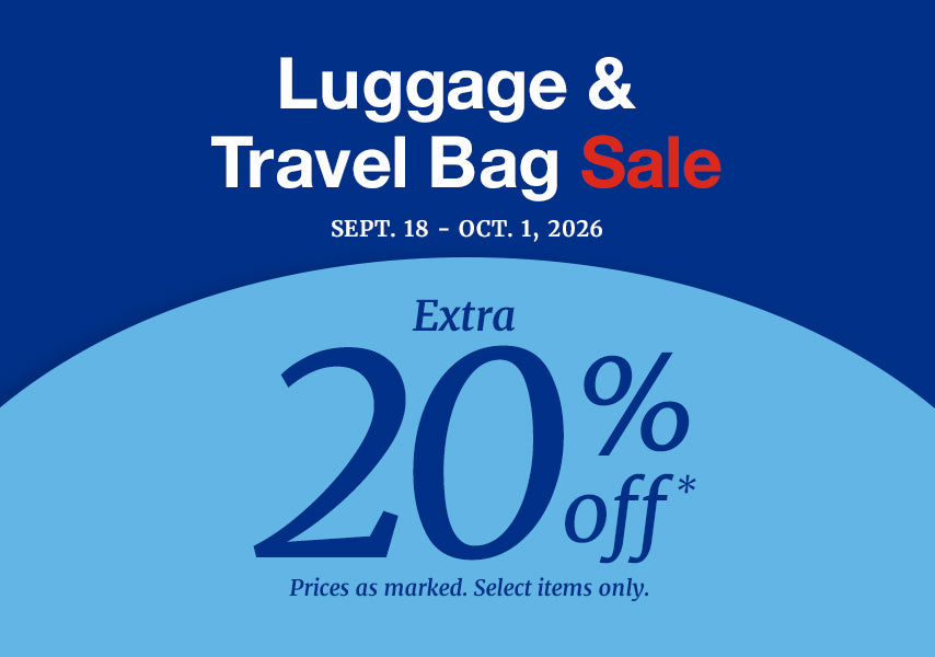 Luggage and Travel Bag Sale, Sept 18 - Oct 1, 2026. Extra 20% off.