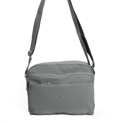 Miss Caprice Multi-zip Square Crossbody—sage with adjustable strap; perfect for everyday use.