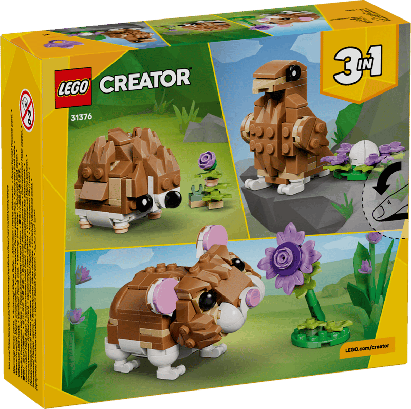 LEGO® Cute Hamster with a Flower set—adorable hamster build, available online only.