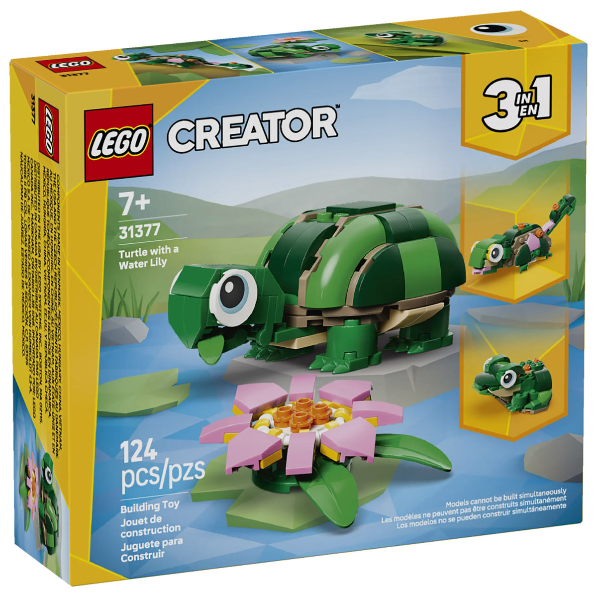 LEGO® Turtle with a Water Lily Flower, 124-piece set, 3 build options, for ages 7+, ONLINE ONLY.