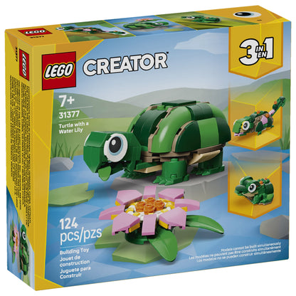 LEGO® Turtle with a Water Lily Flower, 124-piece set, 3 build options, for ages 7+, ONLINE ONLY.