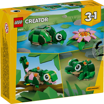 LEGO® Turtle with a Water Lily Flower back of box showing other builds using same set.
