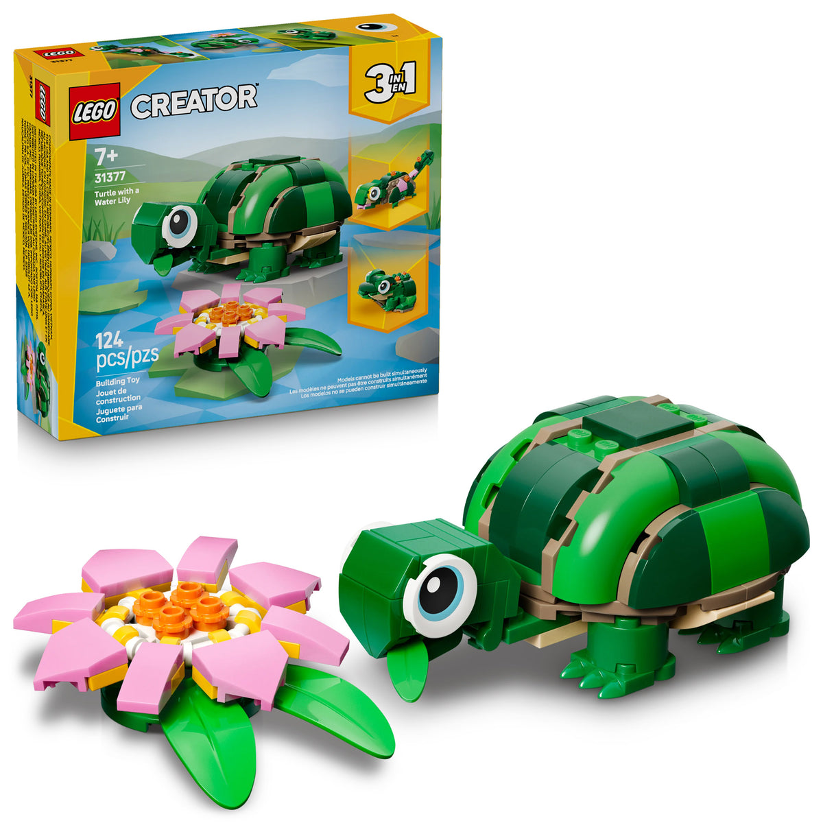 LEGO® Turtle with a Water Lily Flower, 124-piece set for ages 7+, ONLINE ONLY.