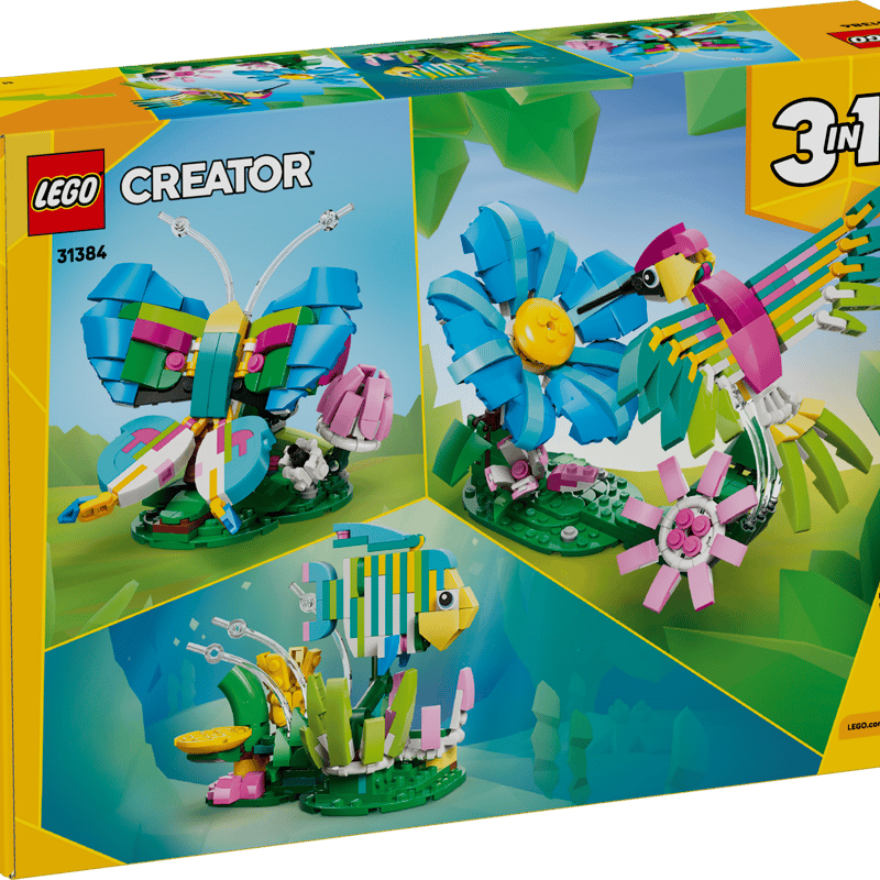 LEGO® Wild Animals: Colorful Hummingbird back of box showing other builds using same set.