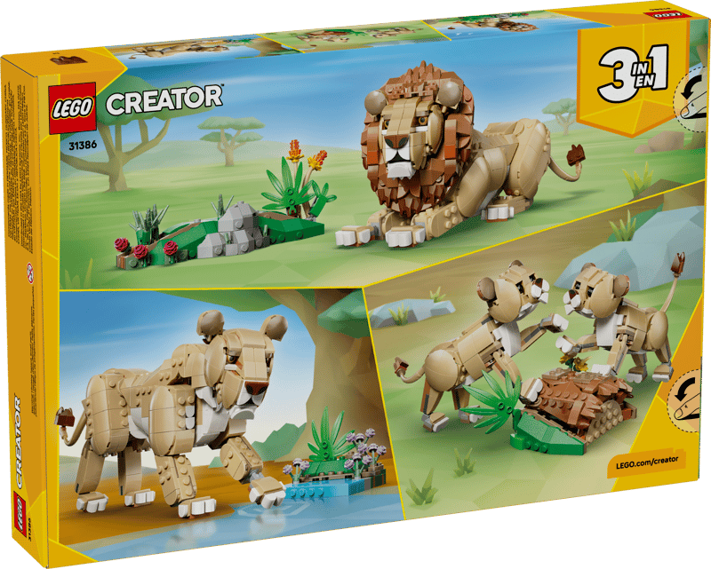 LEGO® Wild Animals: Majestic Lion set box with brick-built lion, lioness, and warthog models. ONLINE ONLY.