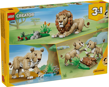 LEGO® Wild Animals: Majestic Lion set box with brick-built lion, lioness, and warthog models. ONLINE ONLY.