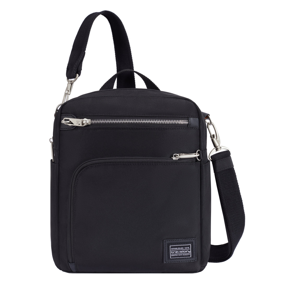 Travelon Anti-theft Heritage Tour Bag: slash-resistant, front zip pockets, adjustable strap. ONLINE ONLY.
