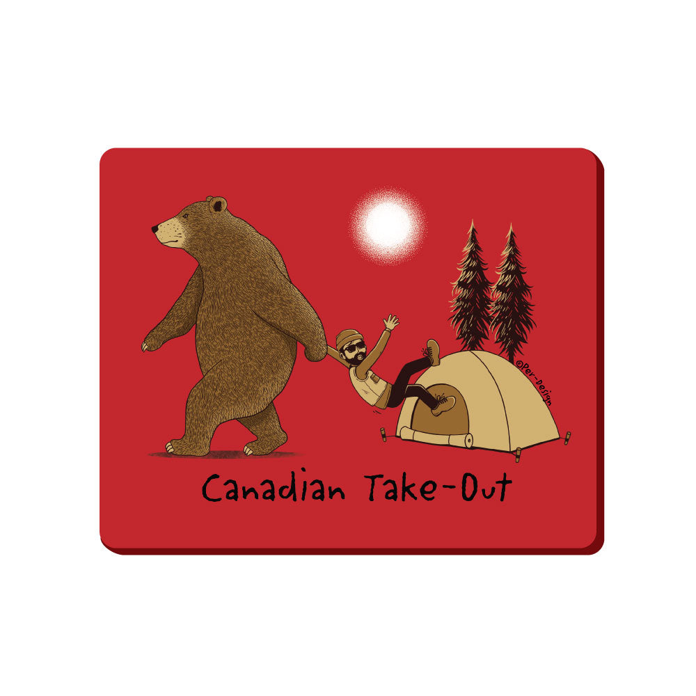GGS Canadian Magnet - Canadian Take-Out: fun bear & camper fridge decor, made in Canada.