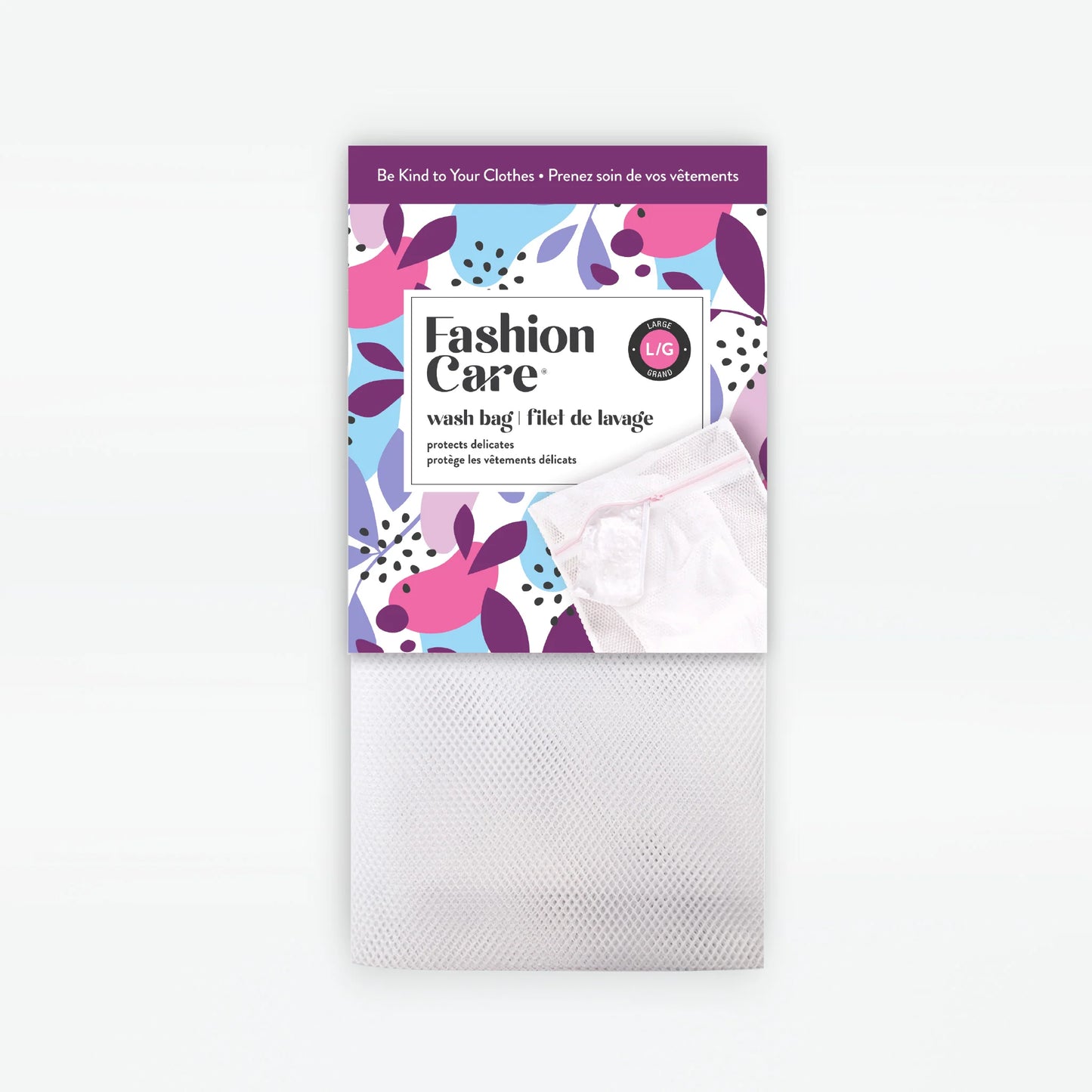 Forever & Ever Jet Setter Travel Kit: a colorful label and white mesh swimwear wash bag inside the package.
