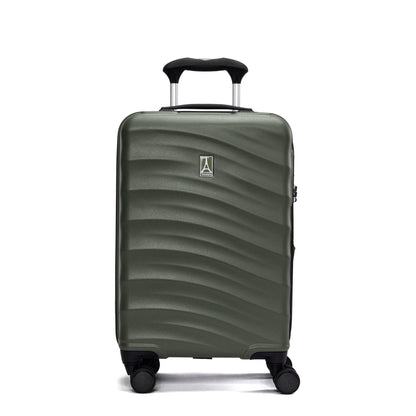 Travelpro® Maxlite® Air V2 olive hardside spinner carry-on with 4 wheels and telescoping handle, shown on white.