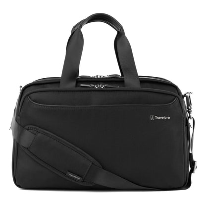 Black Travelpro® VersaPack®+ UnderSeat Tote with top handles, front zip pocket, and detachable strap.