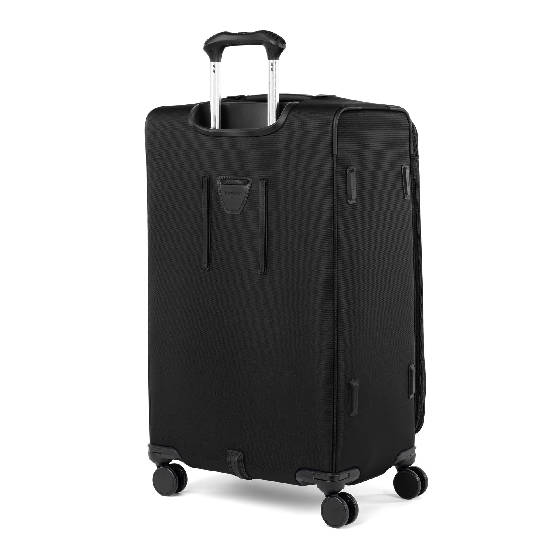 Travelpro VersaPack+ Large Check-in Spinner: expandable, TSA lock, 4 wheels, retractable handle.