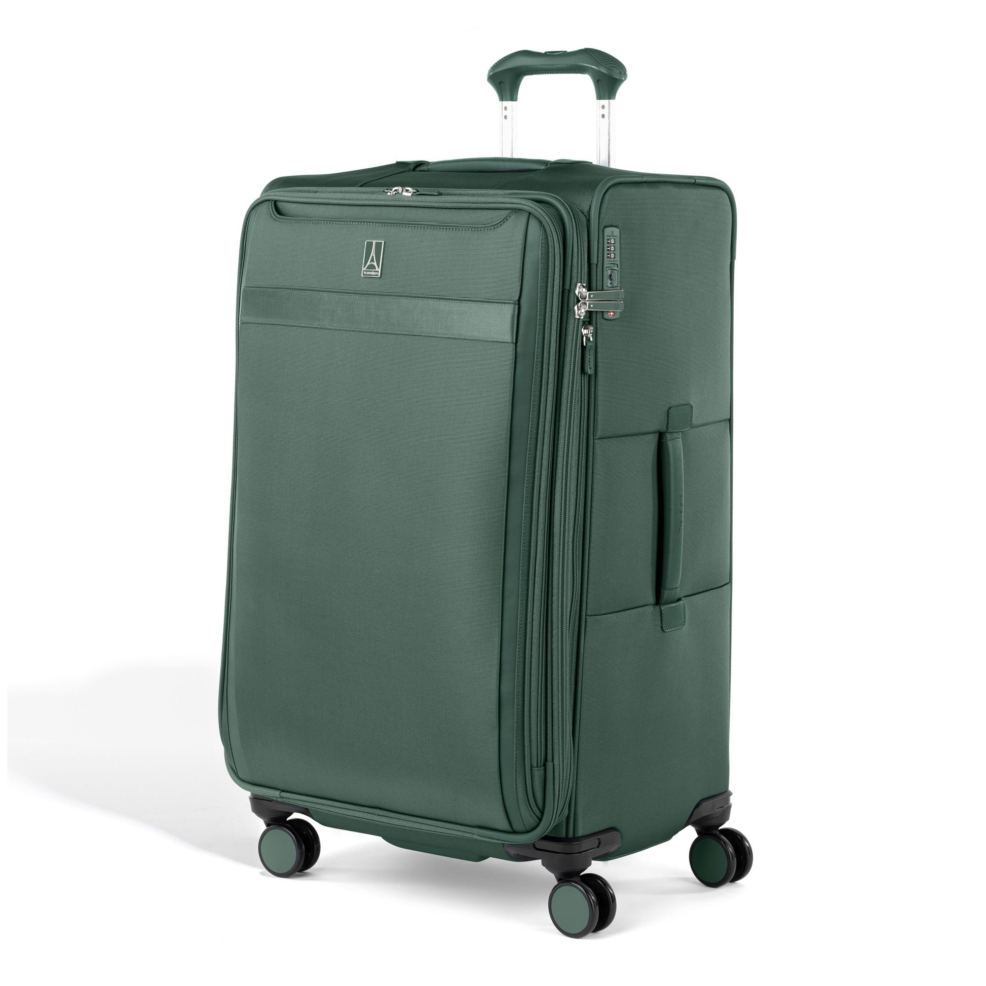 Travelpro VersaPack+ Large Check-in Expandable Spinner with 4 wheels, telescopic handle & front zip pockets.