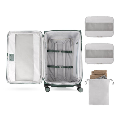 Travelpro® VersaPack®+ Large Check-in Spinner: roomy, expandable, with compartments, cubes & TSA lock.