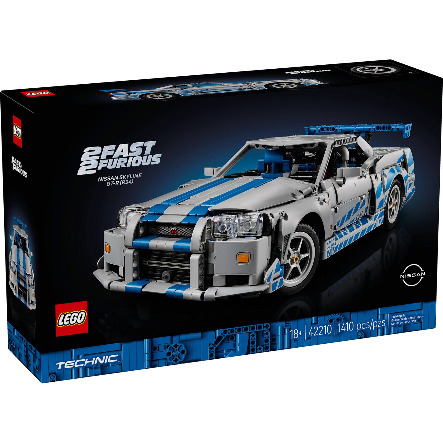 LEGO® 2 Fast 2 Furious Nissan Skyline GT-R (R34) Car collectible model for adults.