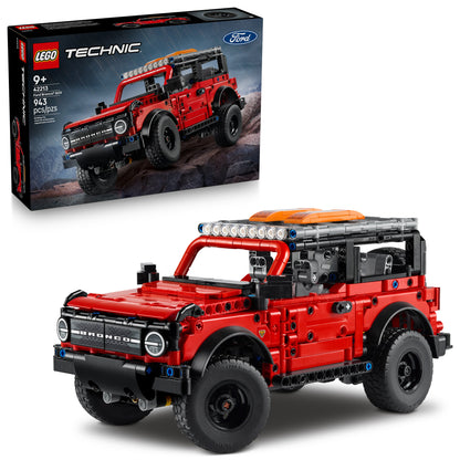 LEGO® Ford Bronco® SUV - ONLINE ONLY with red off-road car and matching vehicle on box.