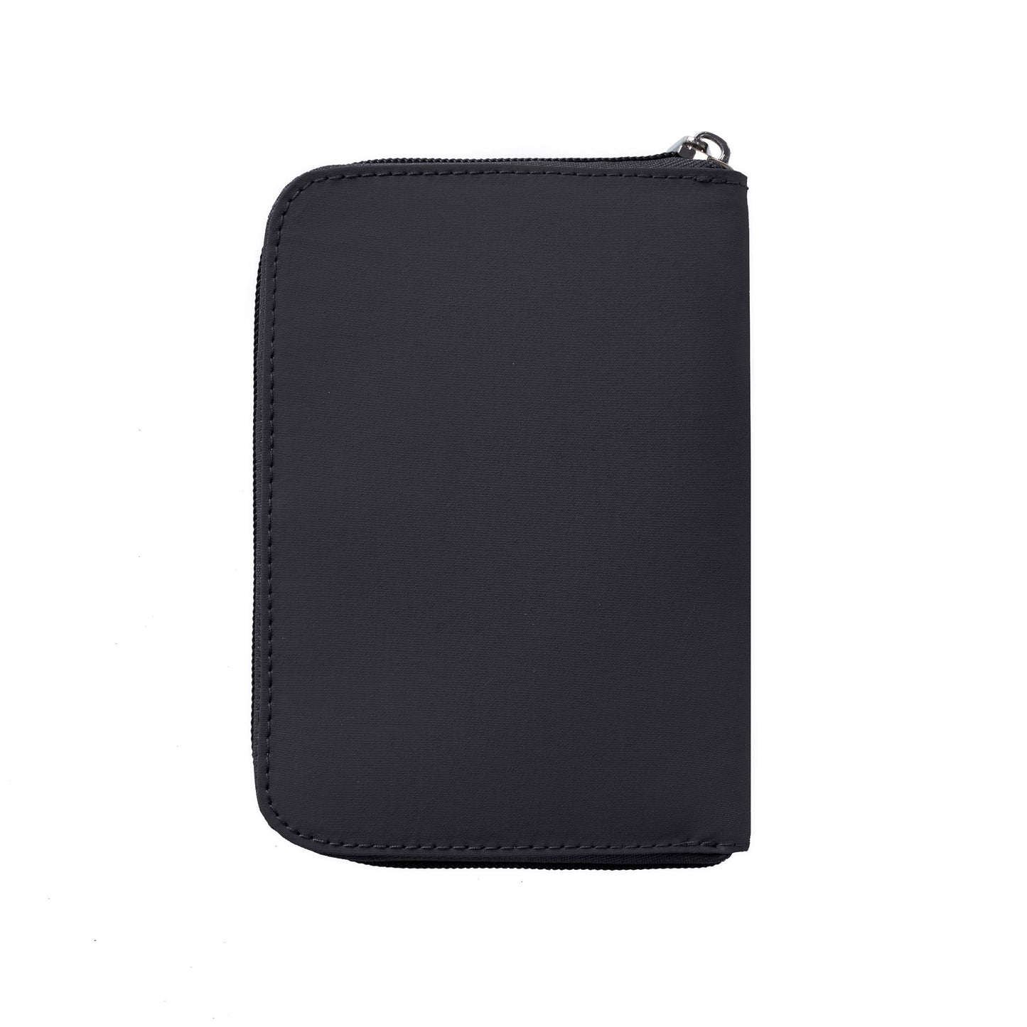 Travelon RFID Blocking Zip Passport Wallet by Travelon, sleek design, shown closed. ONLINE ONLY.