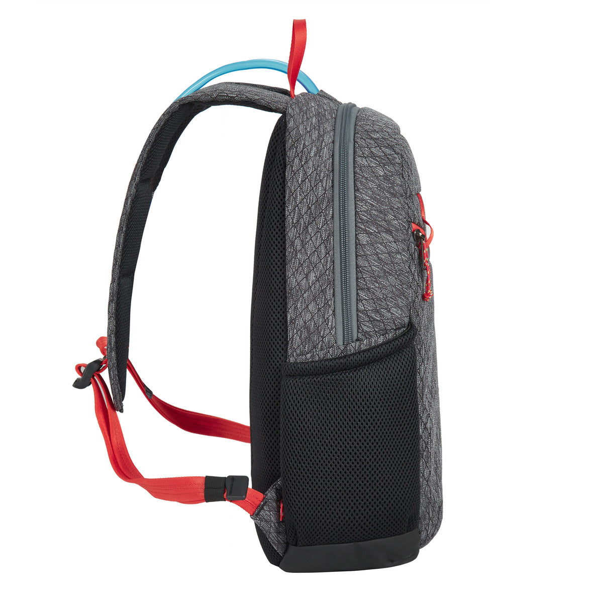 The Travelon Anti-Theft Greenlander 9L Backpack has red straps, a black mesh side pocket, and an RFID blocking organizer.