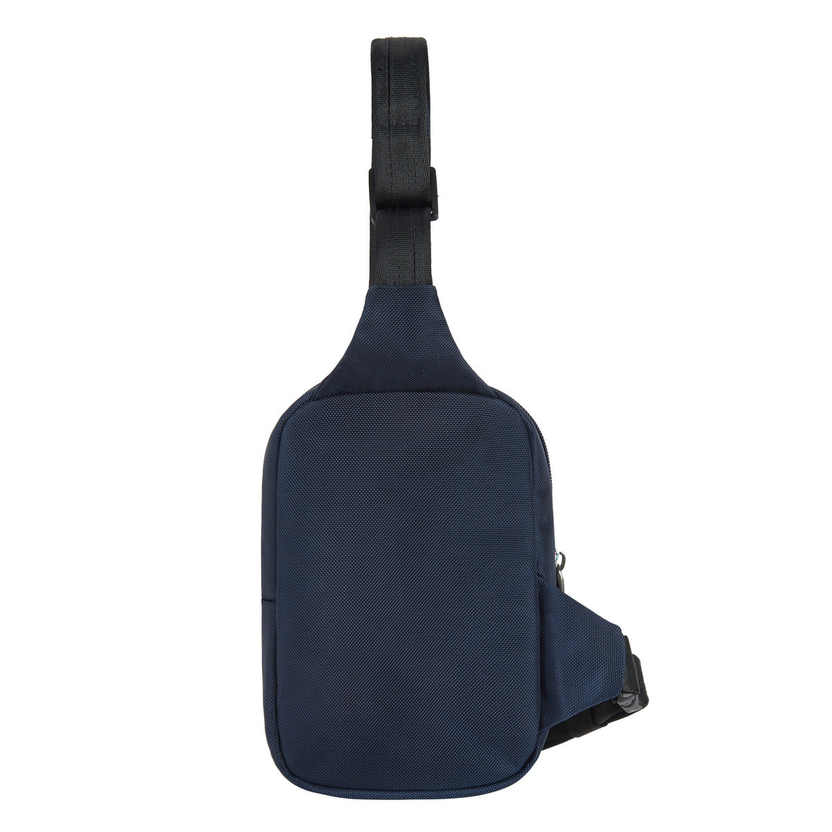 Navy blue Travelon Anti-Theft Greenlander Compact Sling with black strap made from recycled materials.