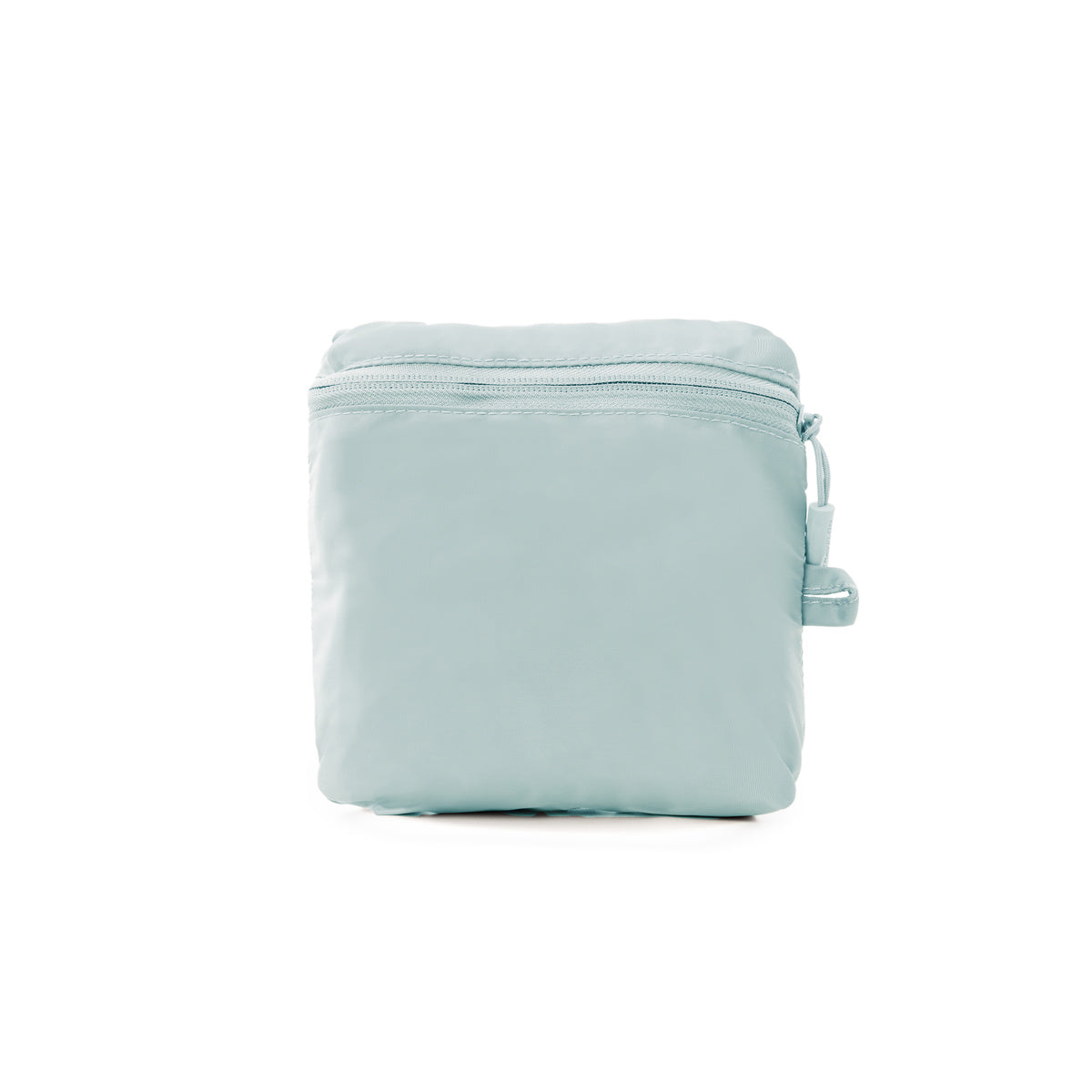 Travelon Pi Daily Carry Tote, ice blue, folded into itself in a small zippered pouch