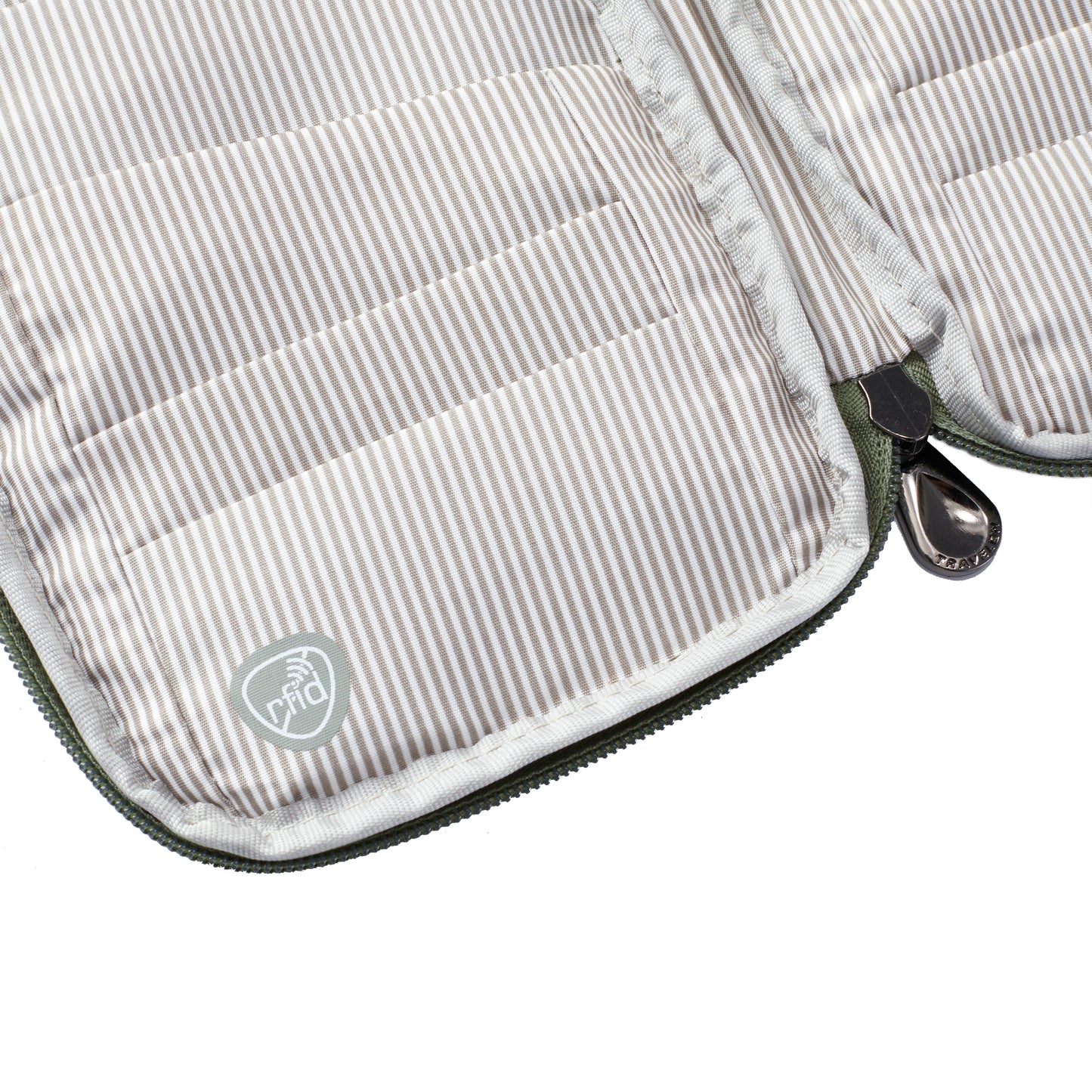 Close-up of the Travelon RFID Blocking Zip Passport Wallet, perfect as a minimalist wallet.