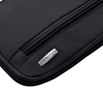 Close-up of the Travelon RFID Blocking Zip Passport Wallet, perfect as a minimalist wallet.