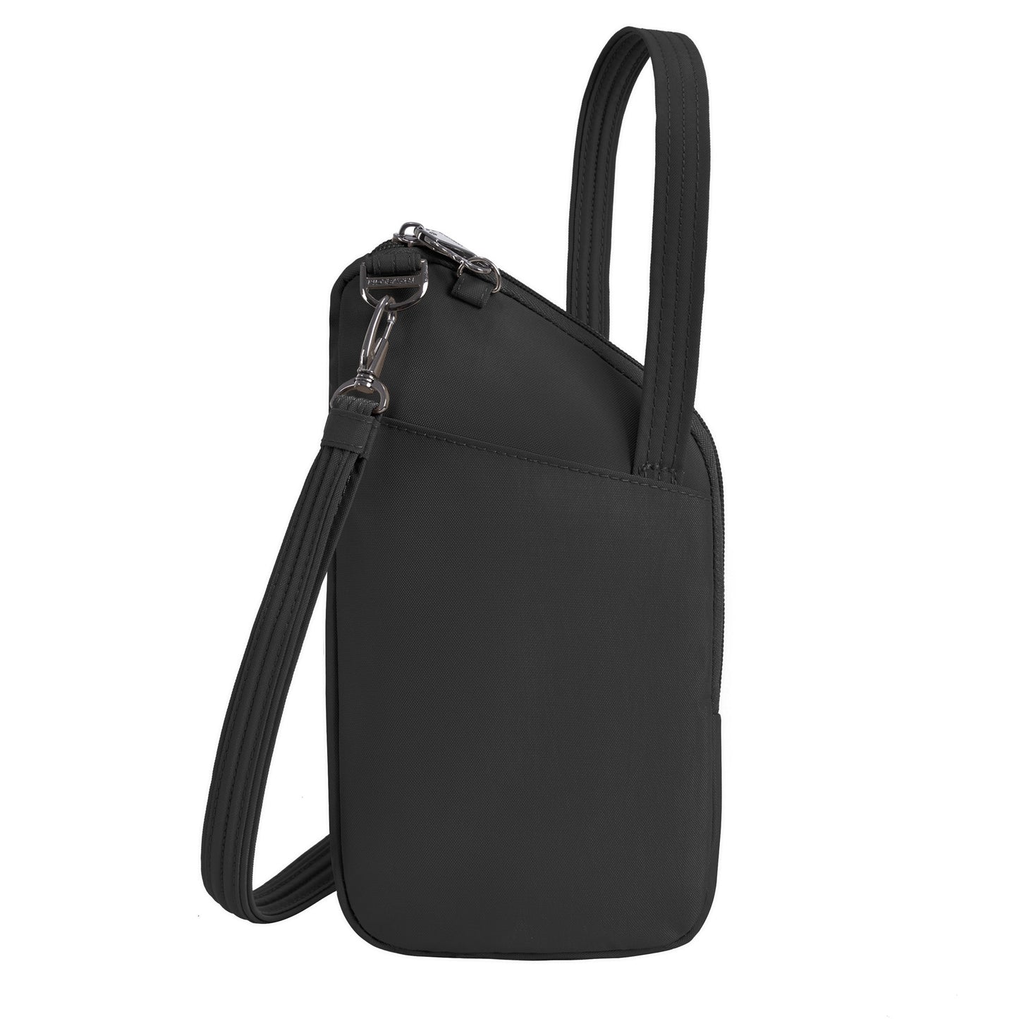 Travelon Runways Anti-theft Slim Asymmetric Crossbody—chic bag with zip compartment & adjustable strap.