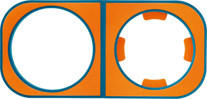 Two Go Travel Folding Grip Trays, eco-friendly and non-slip, in orange and blue are shown side by side.