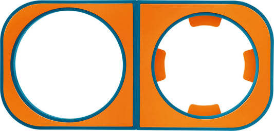 Product Image – Two Go Travel Folding Grip Trays, eco-friendly and non-slip, in orange and blue are shown side by side.