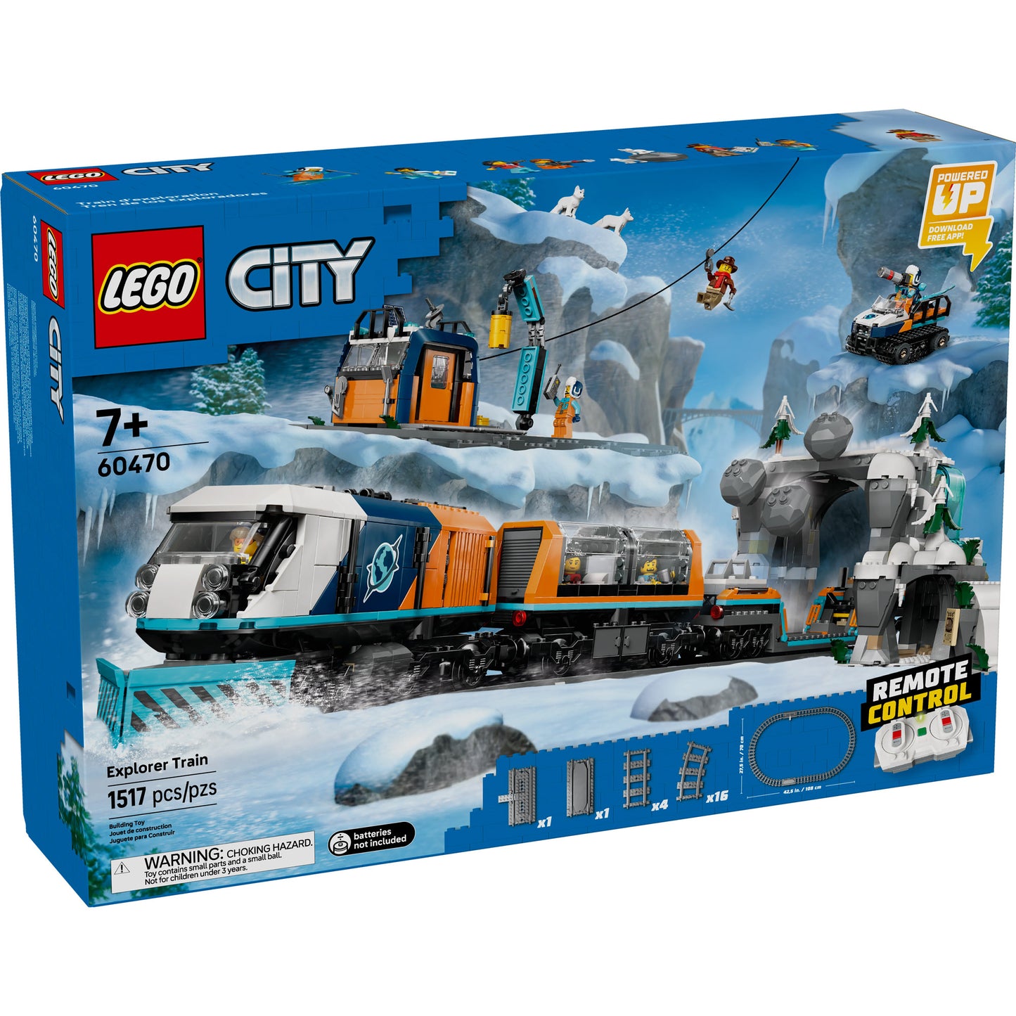 LEGO® Explorers' Arctic Polar Express Train remote-controlled STEM set with 1,517 pieces.