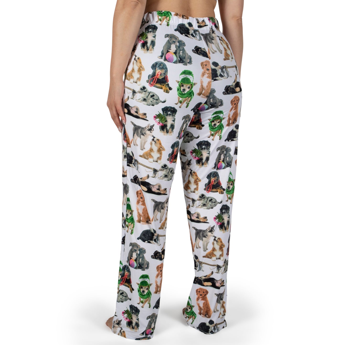 Wearing Brief Insanity Lounge Pants - Life is Better With a Dog, a comfy gift for dog lovers.