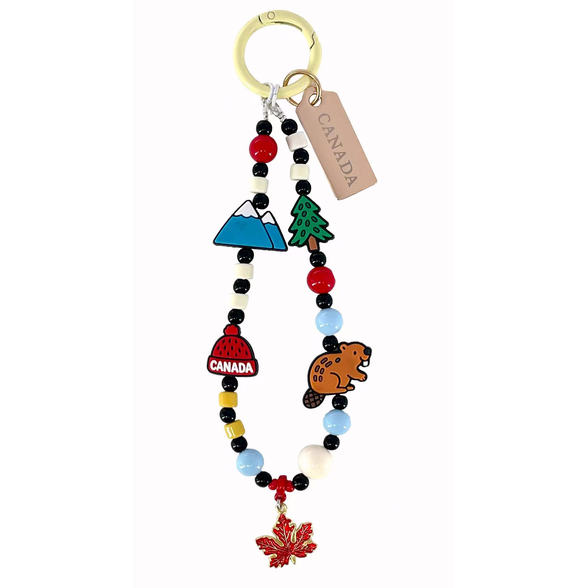 Northern Icons Maple Mountain Day Beaded Bag Charm—ONLINE ONLY. Nature-inspired Canadian style accessory.