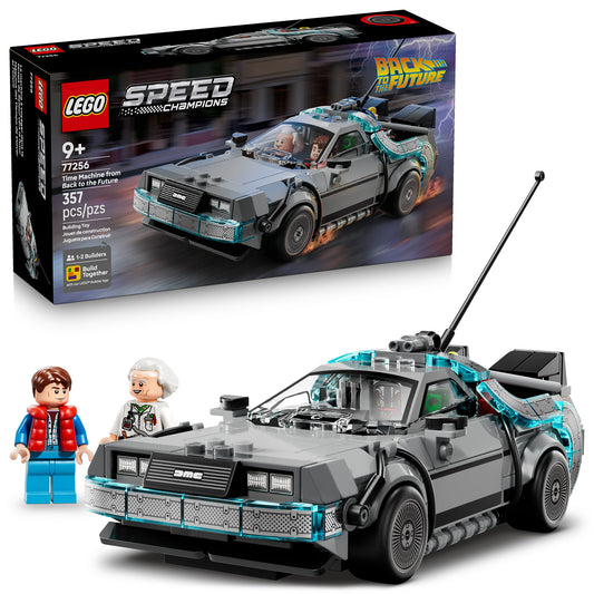 Product Image – LEGO® Time Machine from Back to the Future set with model car kit and two minifigures by LEGO - ONLINE ONLY.