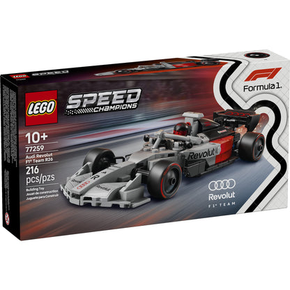 LEGO® Audi Revolut F1® Team R26 Race Car, 216 pcs, for ages 10+, ONLINE ONLY, shown in packaging.