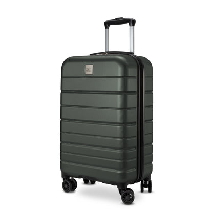 Skyway Epic 2.0 dark green hardside suitcase with 360° dual wheels and an extended handle, by Skyway.