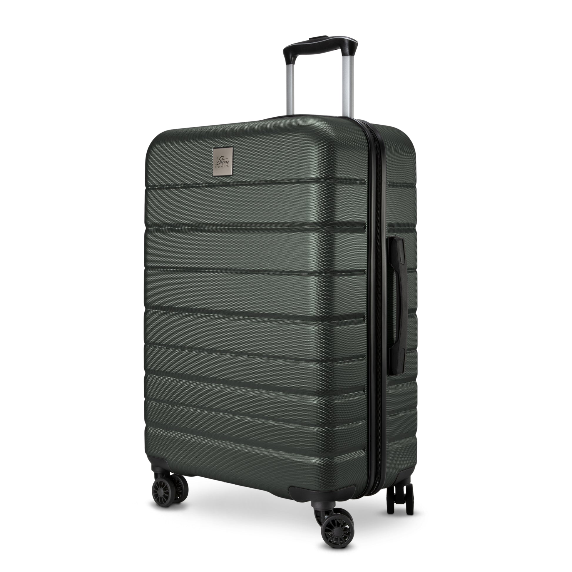 Skyway Epic 2.0 Hardside suitcase: dark green, scratch-resistant, retractable handle, 360° dual wheels.
