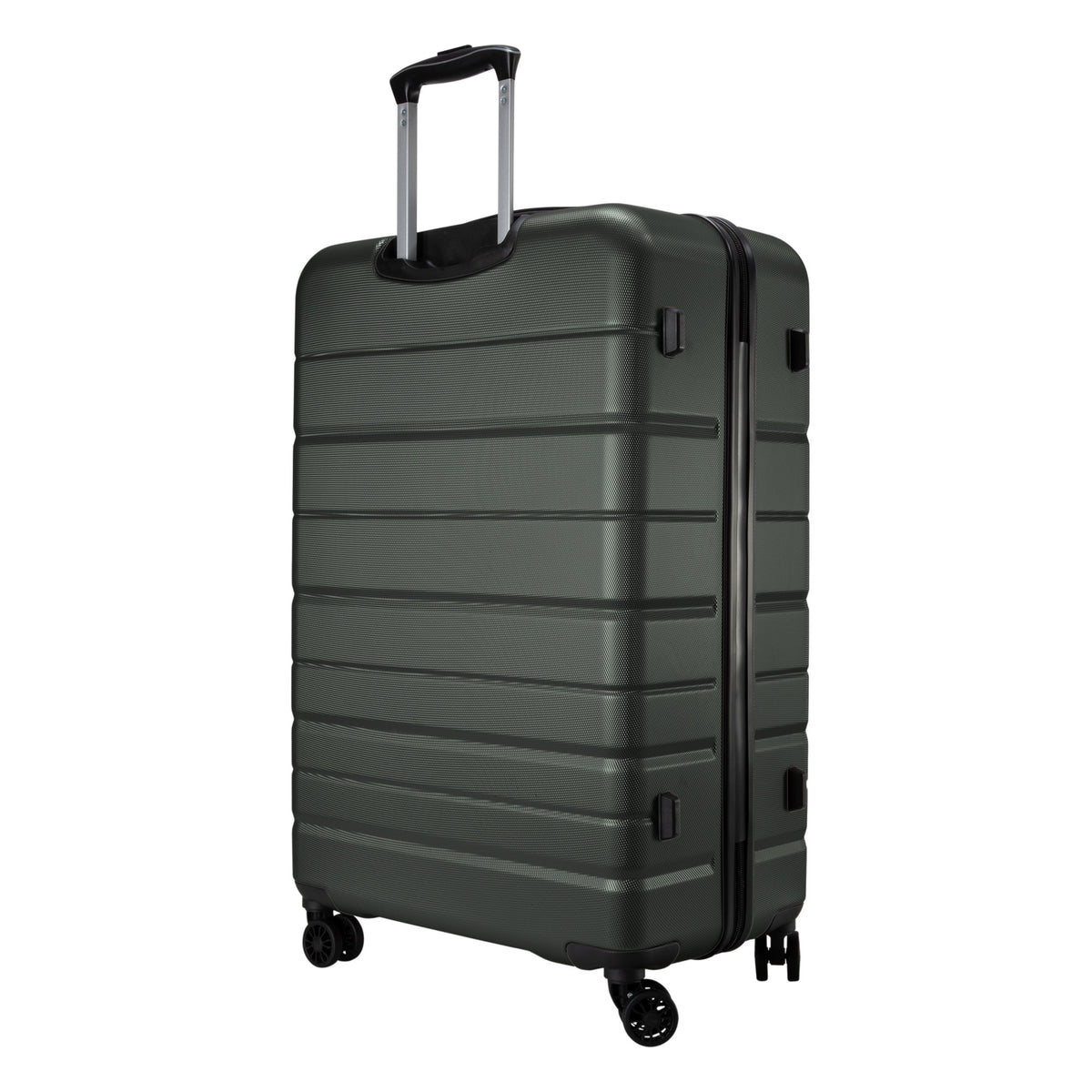Skyway Epic 2.0 Hardside Large Check-in Spinner, dark green, upright with four wheels and retractable handle.