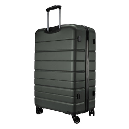 Skyway Epic 2.0 Hardside Large Check-in Spinner, dark green, upright with four wheels and retractable handle.