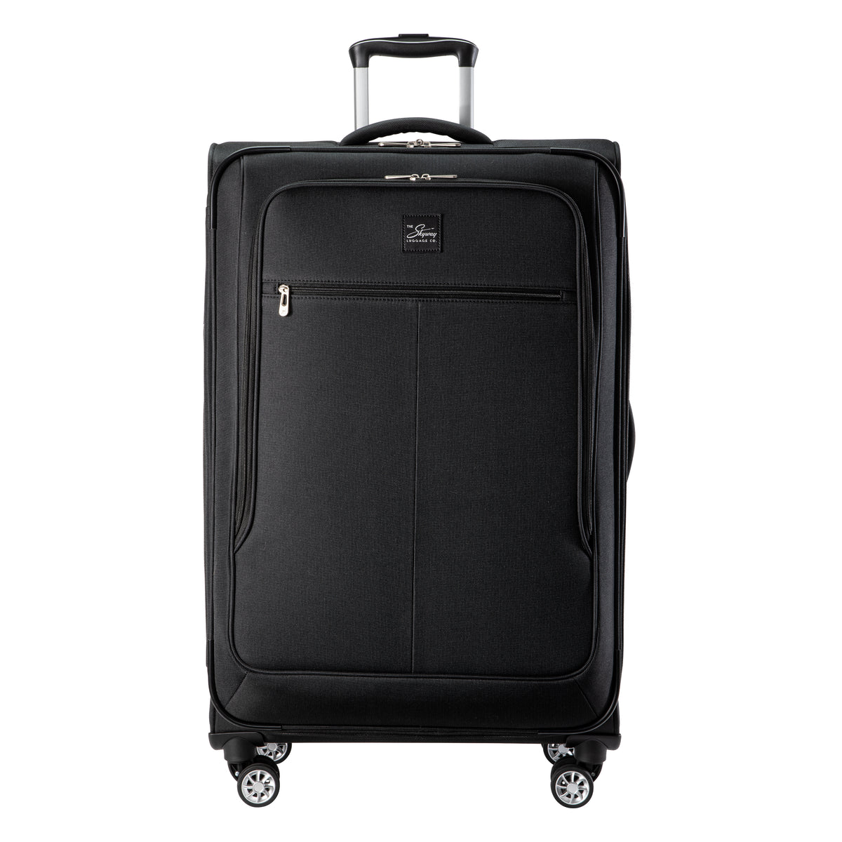 Black Skyway Flair 2.0 3-Piece Luggage Set suitcase with four spinner wheels, extendable handle, and expandable design.
