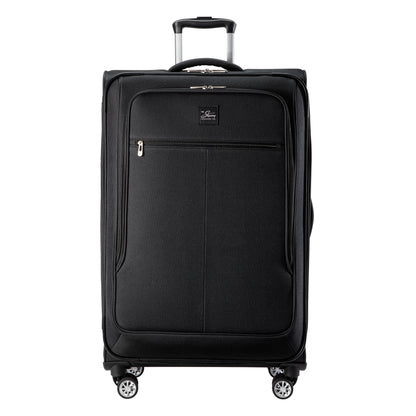 Black Skyway Flair 2.0 3-Piece Luggage Set suitcase with four spinner wheels, extendable handle, and expandable design.