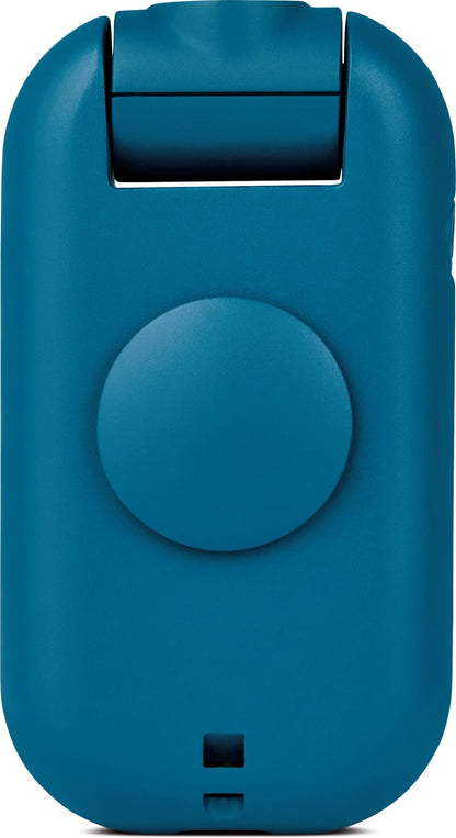The Go Travel Floodlight Wearable Torch is a blue USB-C rechargeable safety alarm with pull pin and circular button.